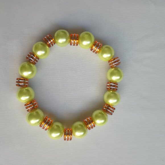 8" Chunky Bead Large Stretch Bracelet Fun Bright Colors Fits Plus Size Wrist - Picture 7 of 14
